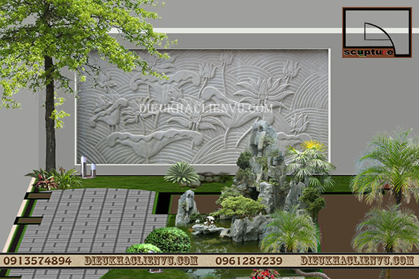 Phù điêu hoa lá sen trong thiết kế nội ngoại thất